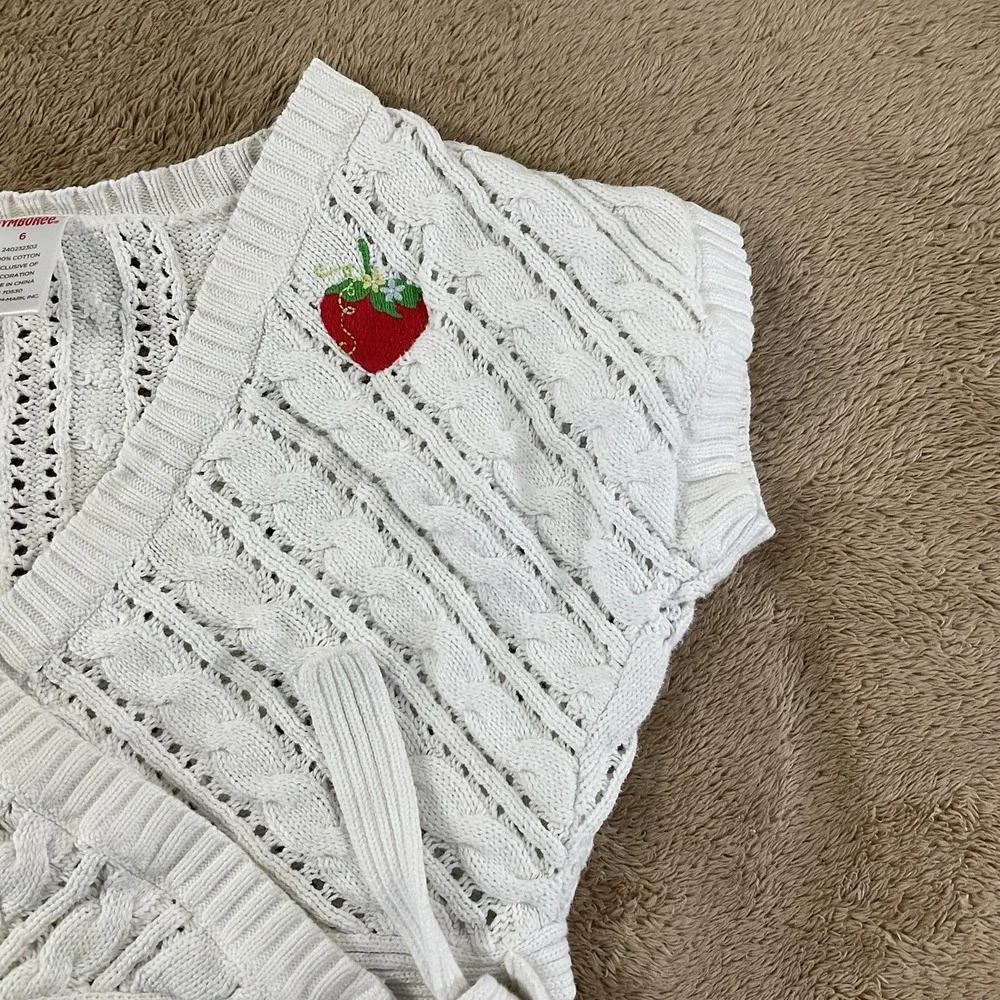 Gymboree White STRAWBERRY Size 6 Tie Wrap SWEATER 2007 Summer Vacation Line 262